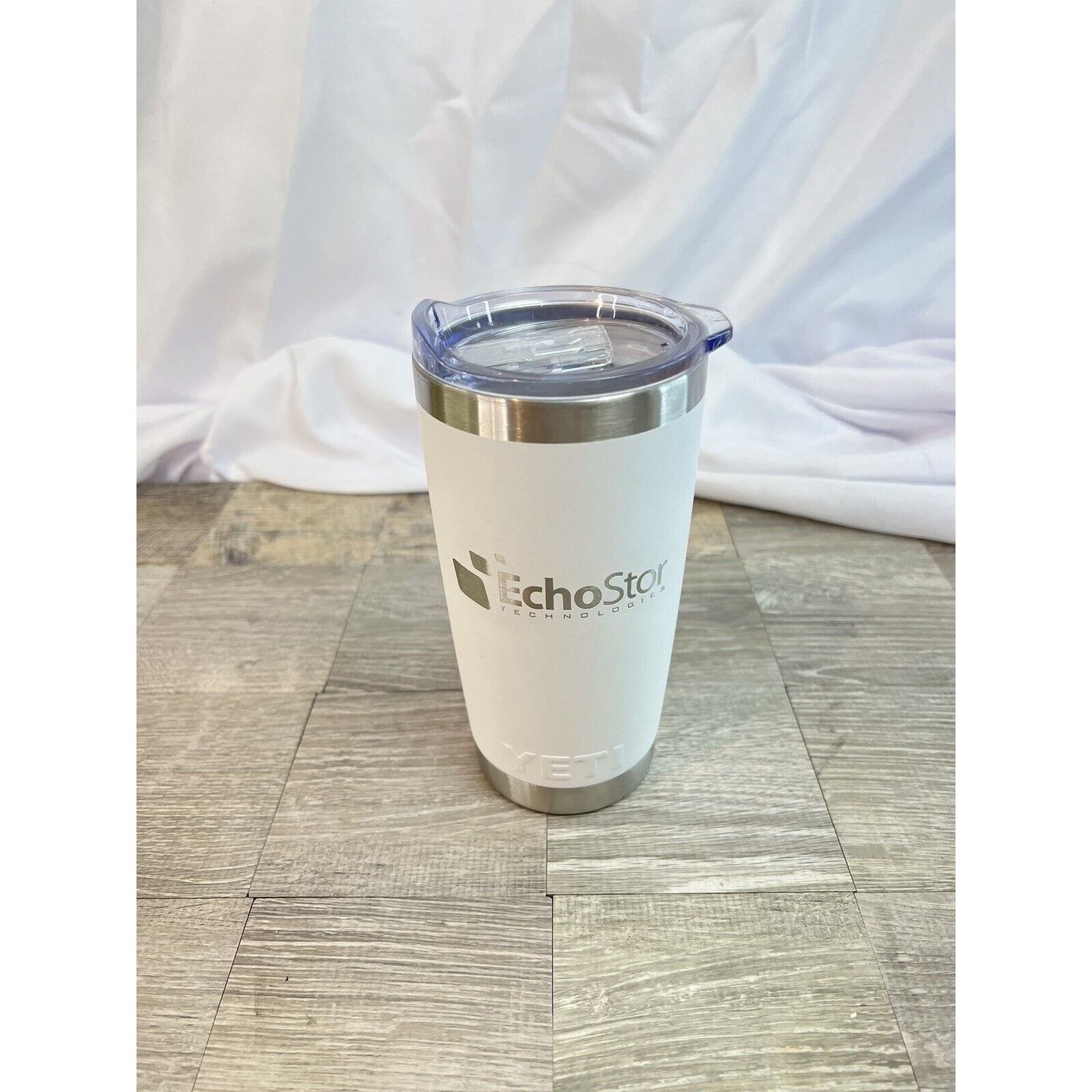 YETI Rambler White 20 oz Tumbler w/ EchoStor Technologies Logo