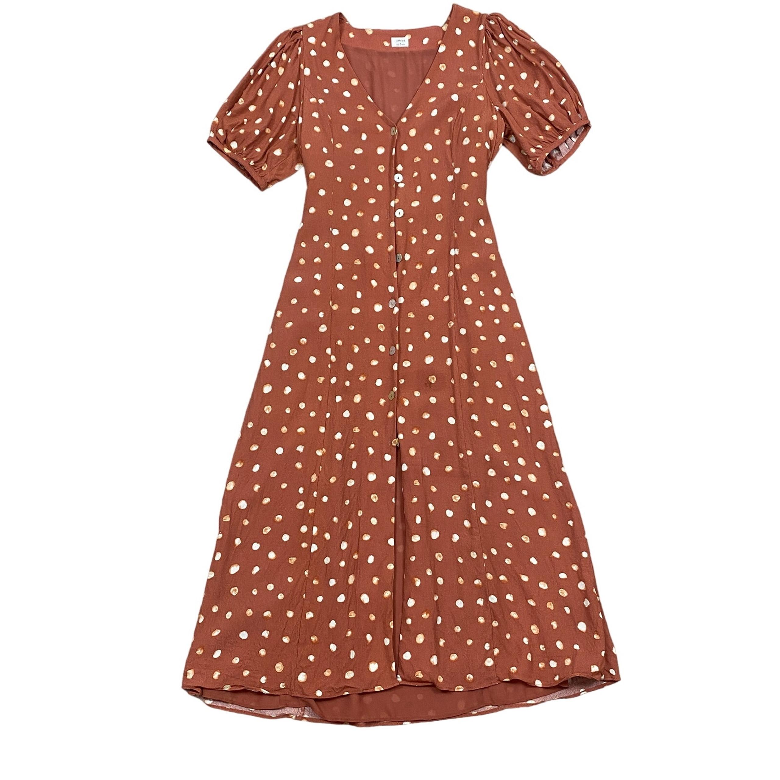 Wilfred Aritzia Libretto Puff Sleeve Button Up Midi Dress Women's M