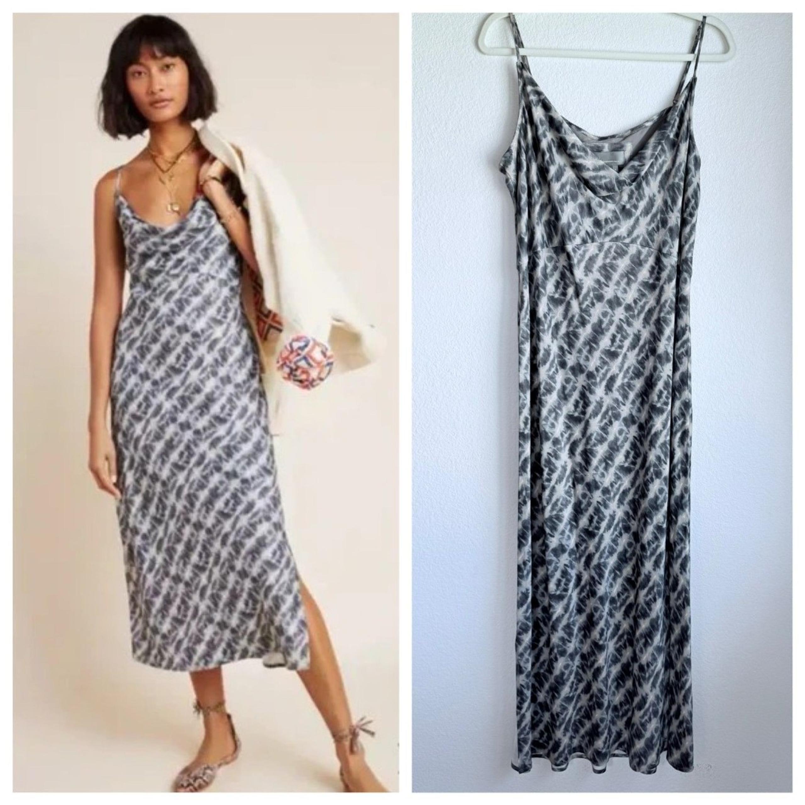Anthropologie Womens Elyse Midi Sleeveless Slip Dress in Printed Slate Size XL