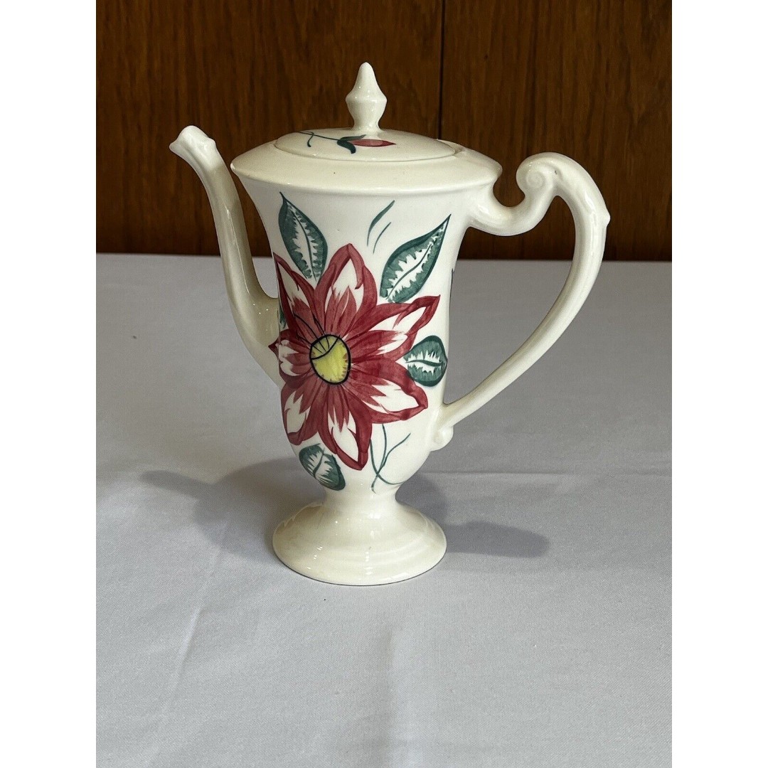 Blue Ridge Teapot W/ Pink And Yellow Flowers