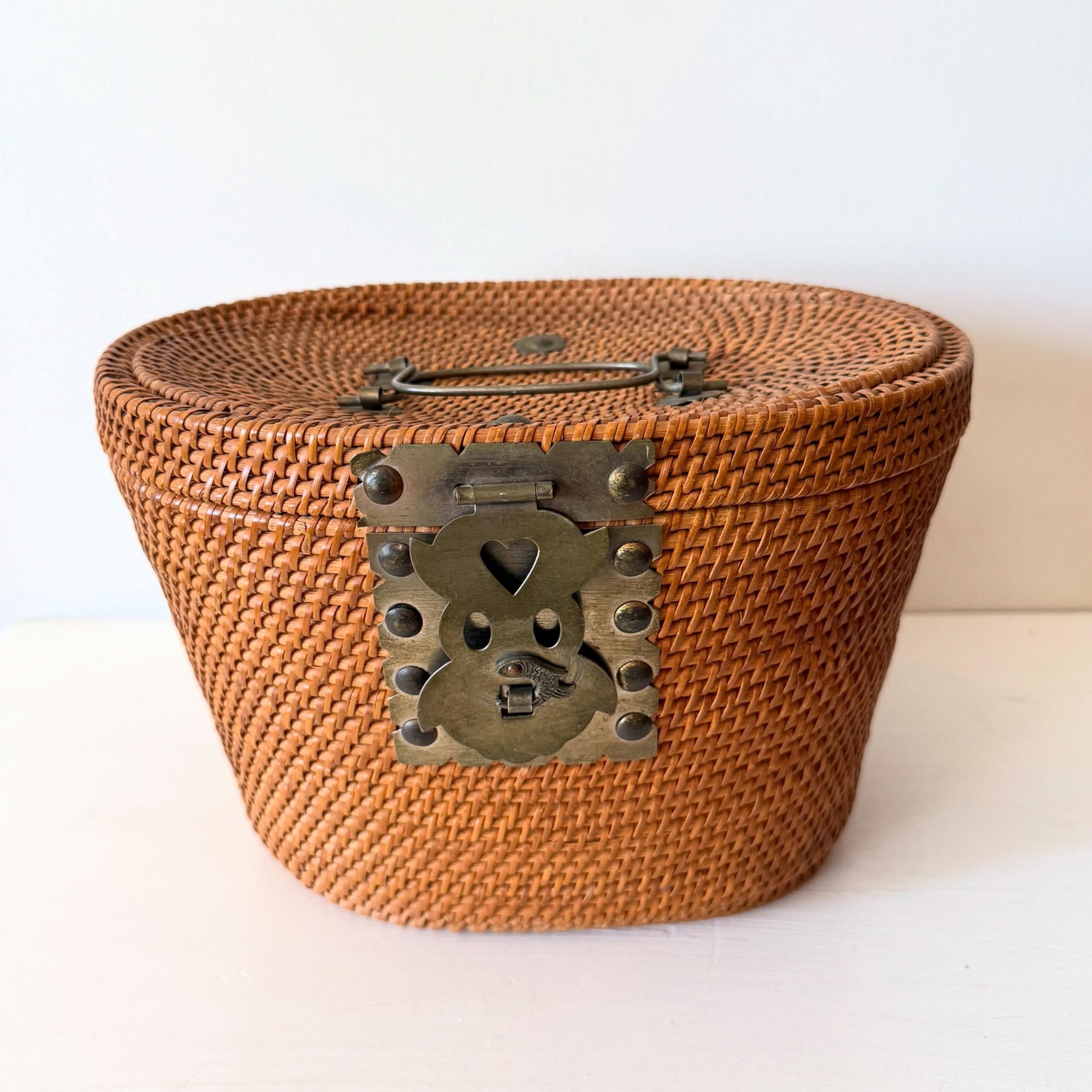 Vintage Rattan Sewing Basket