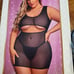 MS Sheer Mesh Underboob Dress & G-String (Black). Size: Queen (20-24)