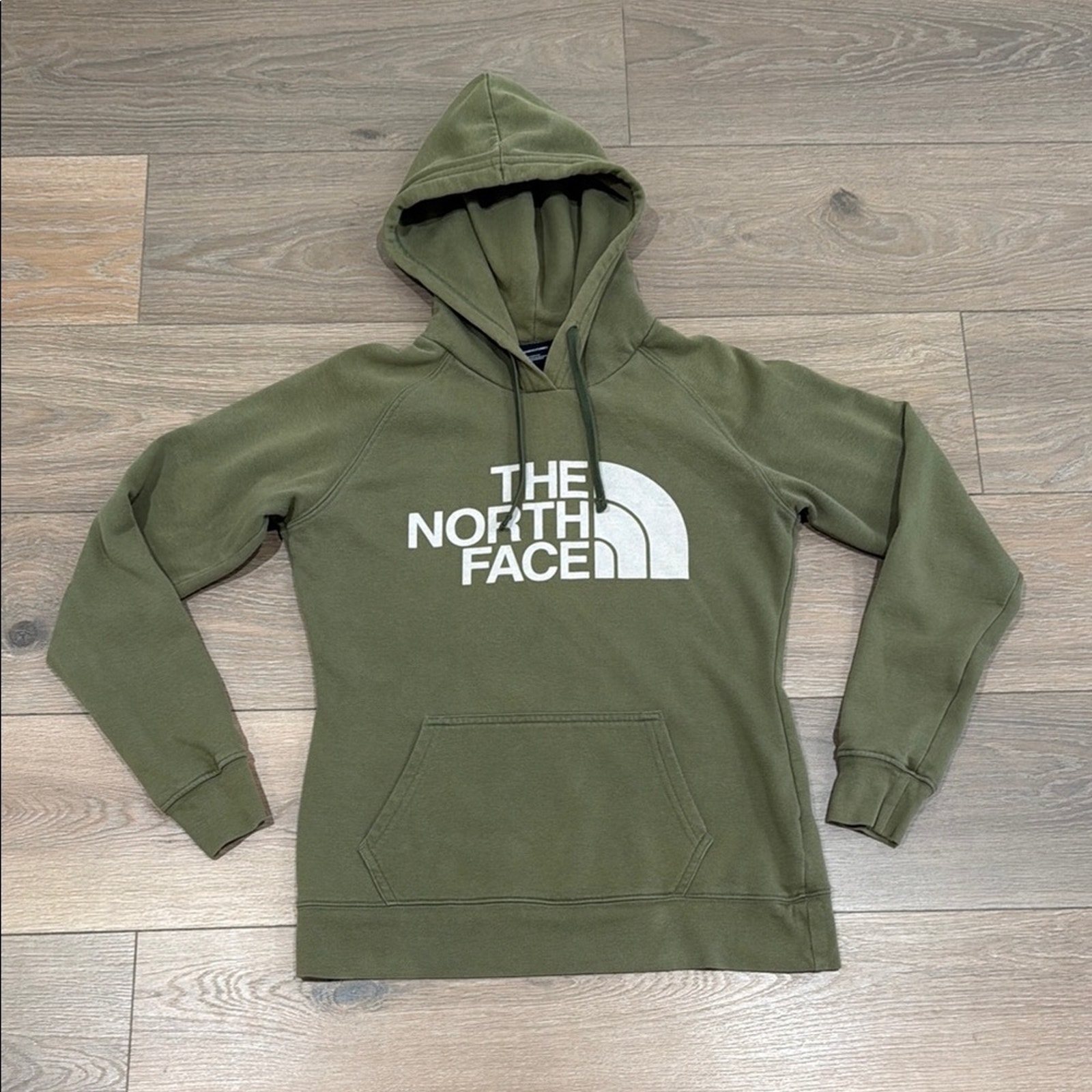 THE NORTH FACE Green Fleece Long Sleeve Pullover Hoodie Cozy Soft Size Small