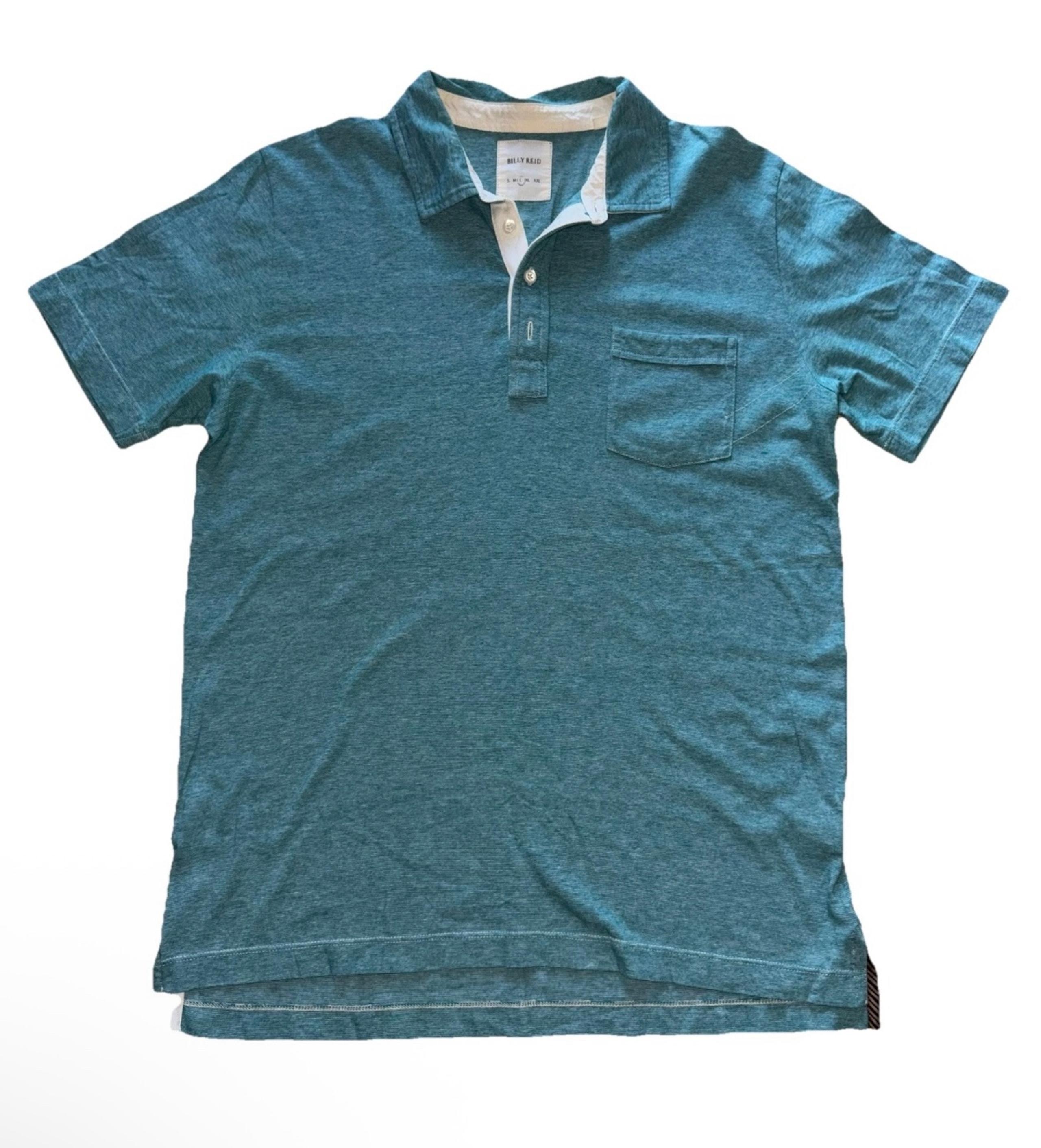 Billy Reid Polo Shirt Men Large Casual Knit Cotton Pocket Green Short Sleev Golf