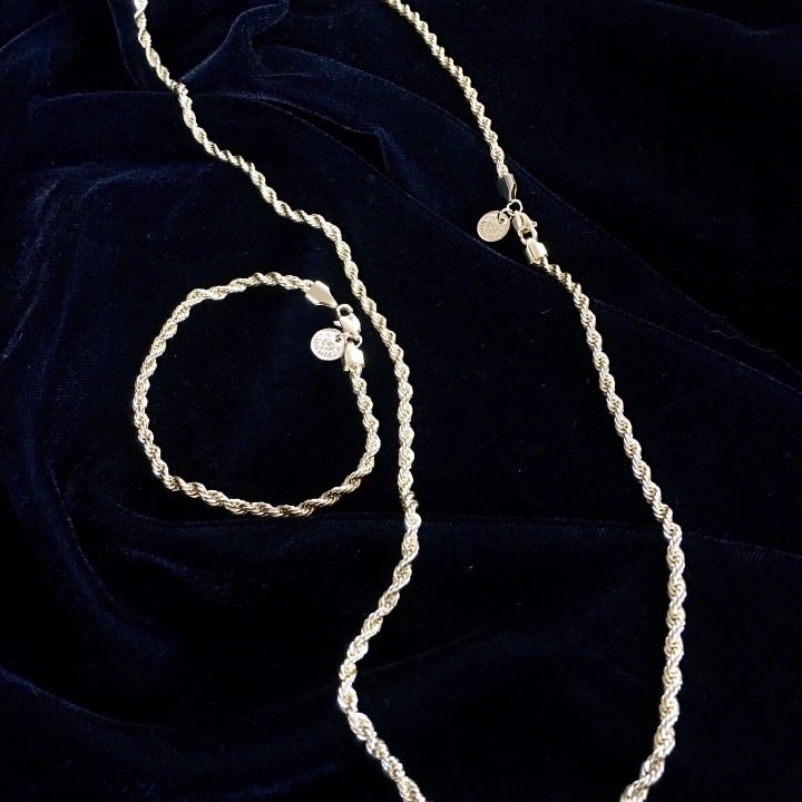 18K GOLD ROPE CHAIN BRACELET ITALY