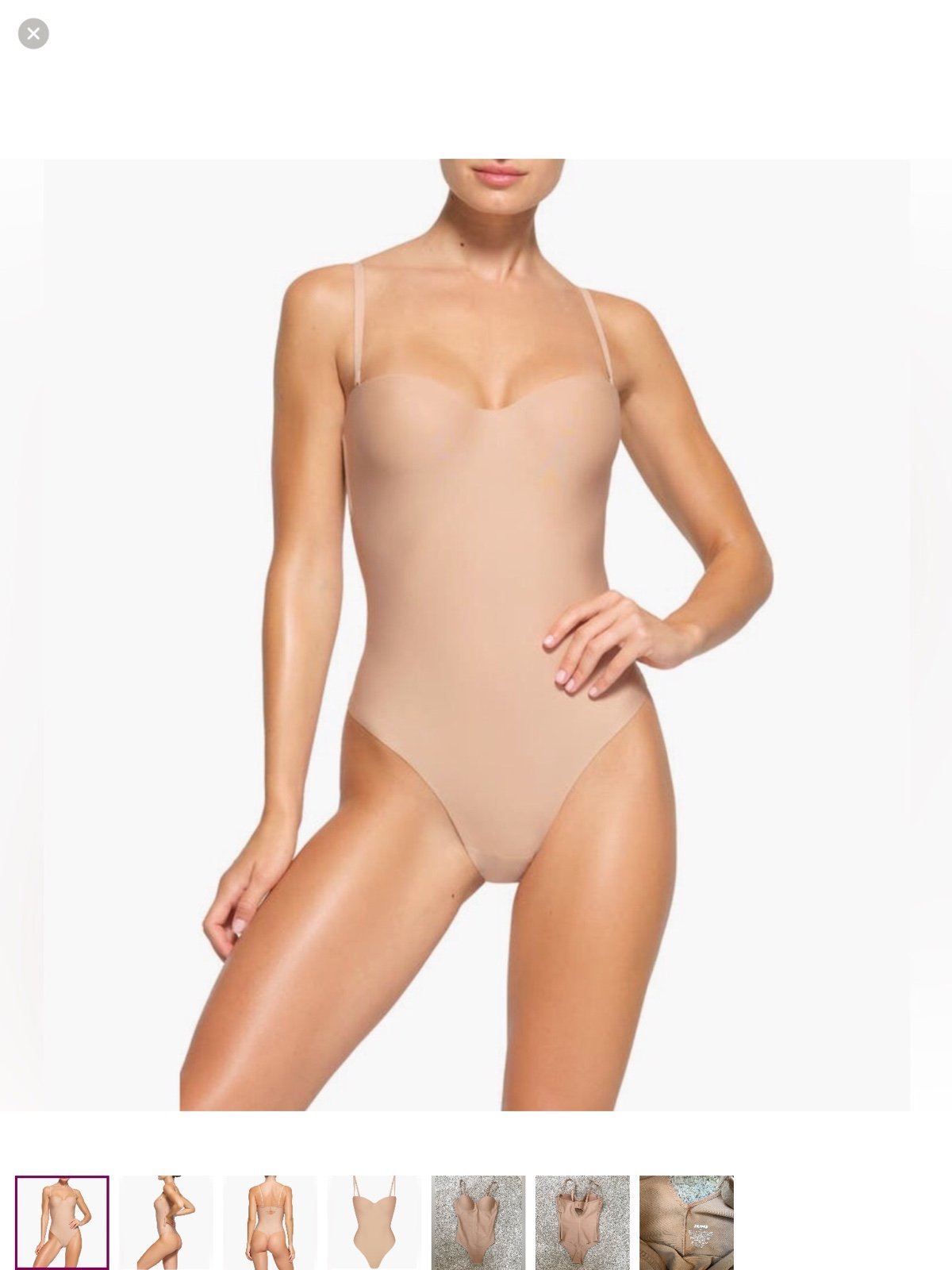 SKIMS Body Molded Underwire Thong Bodysuit | Clay | Size XS