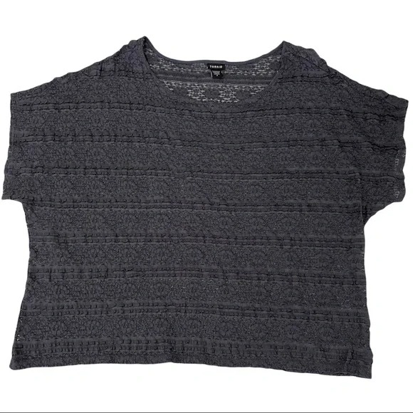 Torrid Black Open Knit Short Sleeve Cropped Top Blouse Size 4X