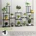 9tier Metal Plant Stand, large indoor Plant Stands Decorative Black Steel