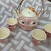 Man in the Moon Teapot with 5 cups, 1940s, Japan, Rare, Great Condition