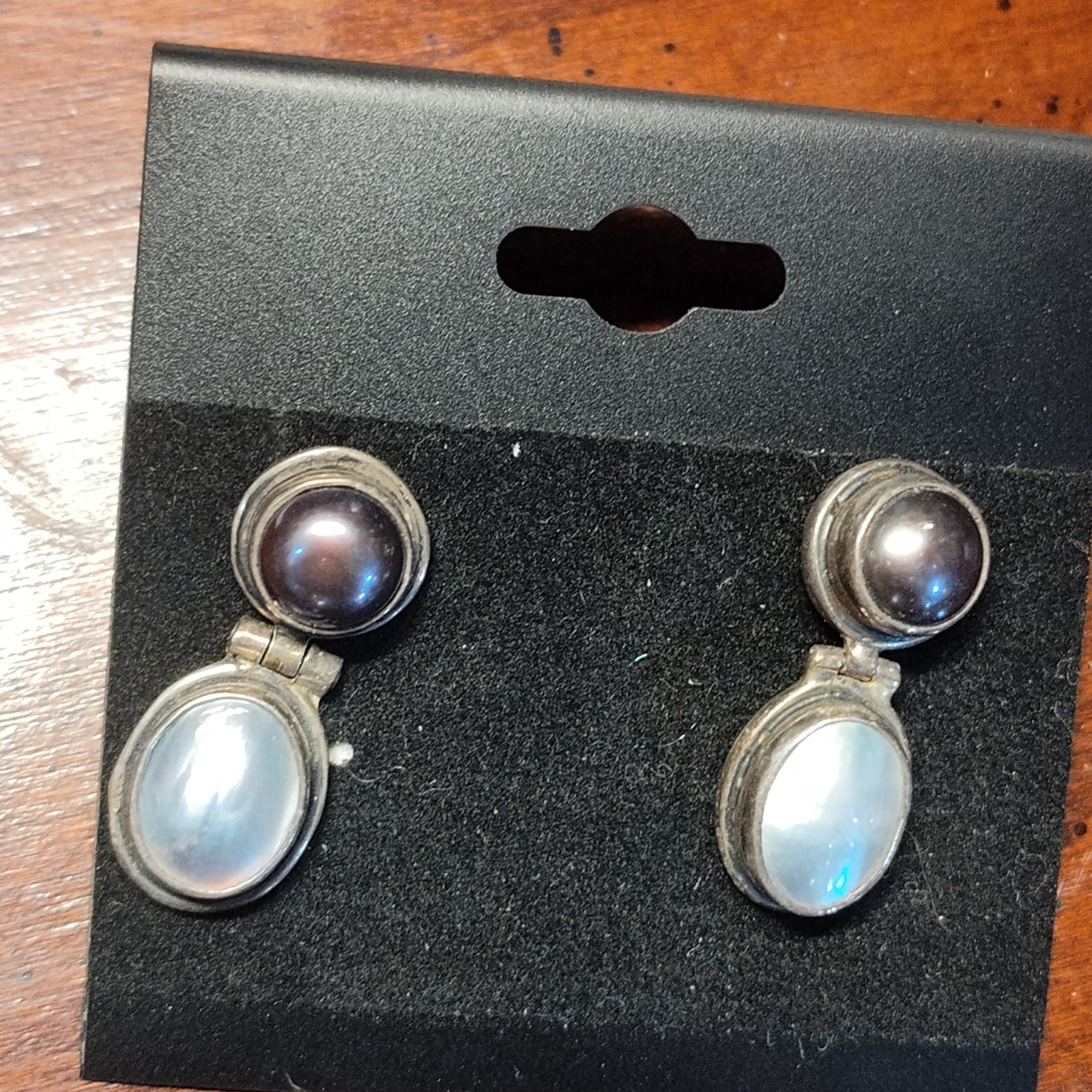 Vintage sterling silver pearl shell drop earrings