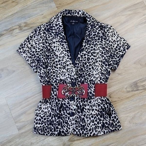Forever 21 Leopard Print Short Sleeve Blazer w/Pockets Medium