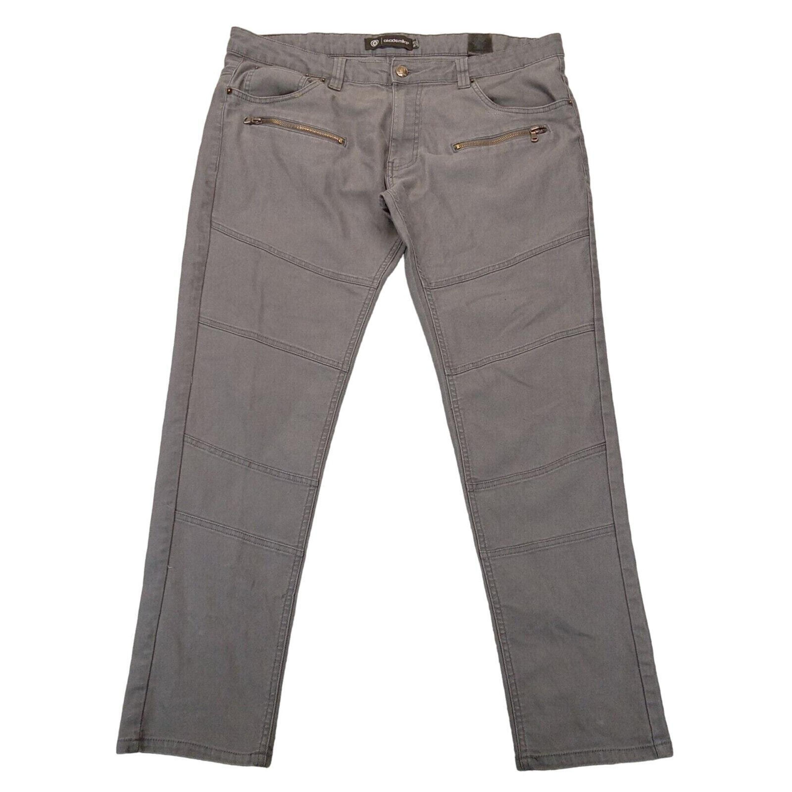 Akademiks Jeans 38 X 32 Y2K Grunge Gray Denim Streetwear Straight Cotton Blend