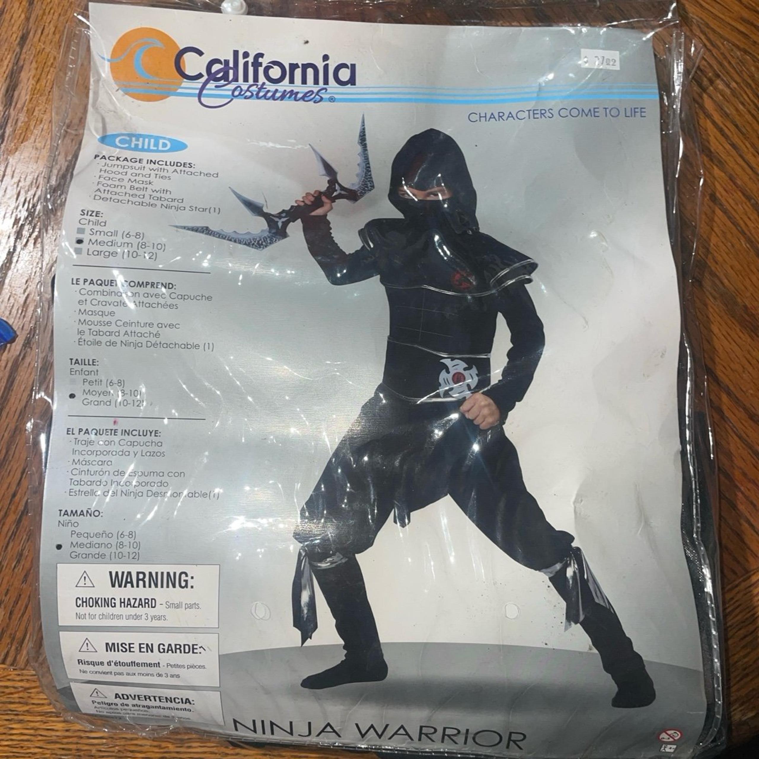 Kids California Costume Ninja Warrior Costume size Medium 8-10
