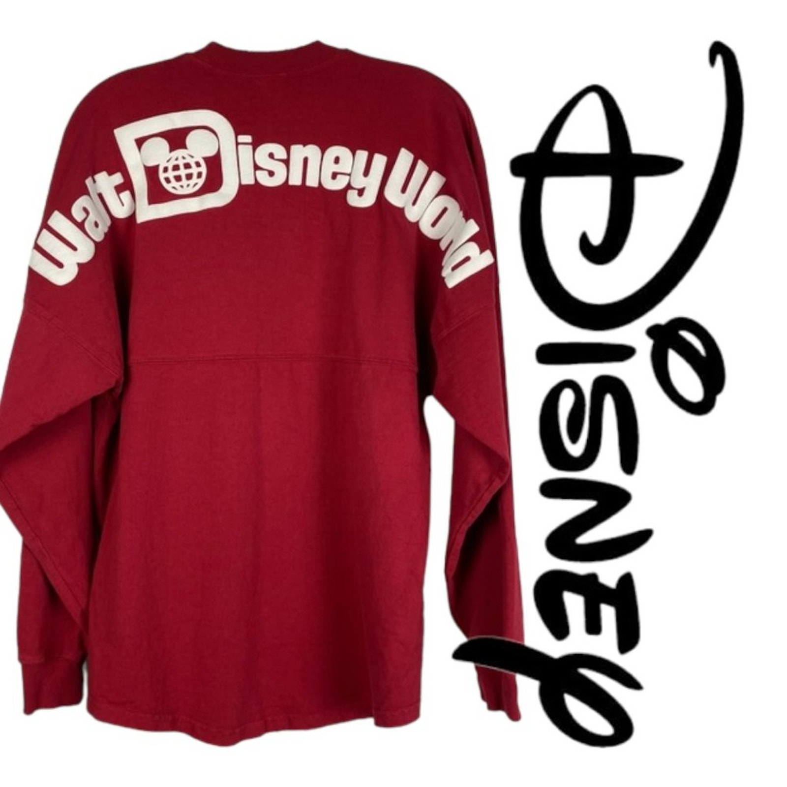 Disney Walt Disney World Retro Logo Spirit Jersey Crimson White Womens Size XS