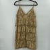 Vintage Scala Womens Silk Sequin Tiered Dress Size 12 Gold