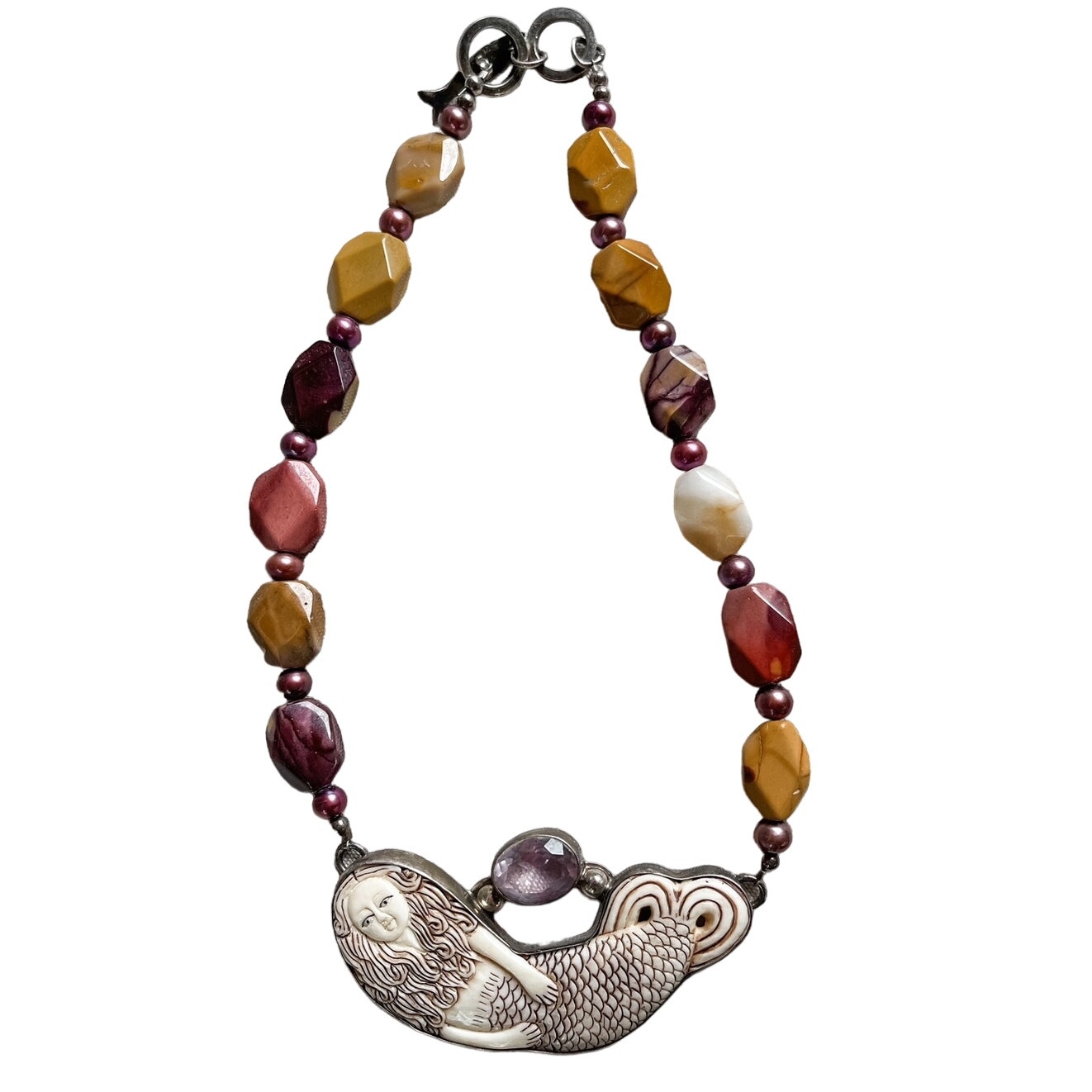 Chris Bales Elligators Sterling 925 Ivory Mermaid Necklace