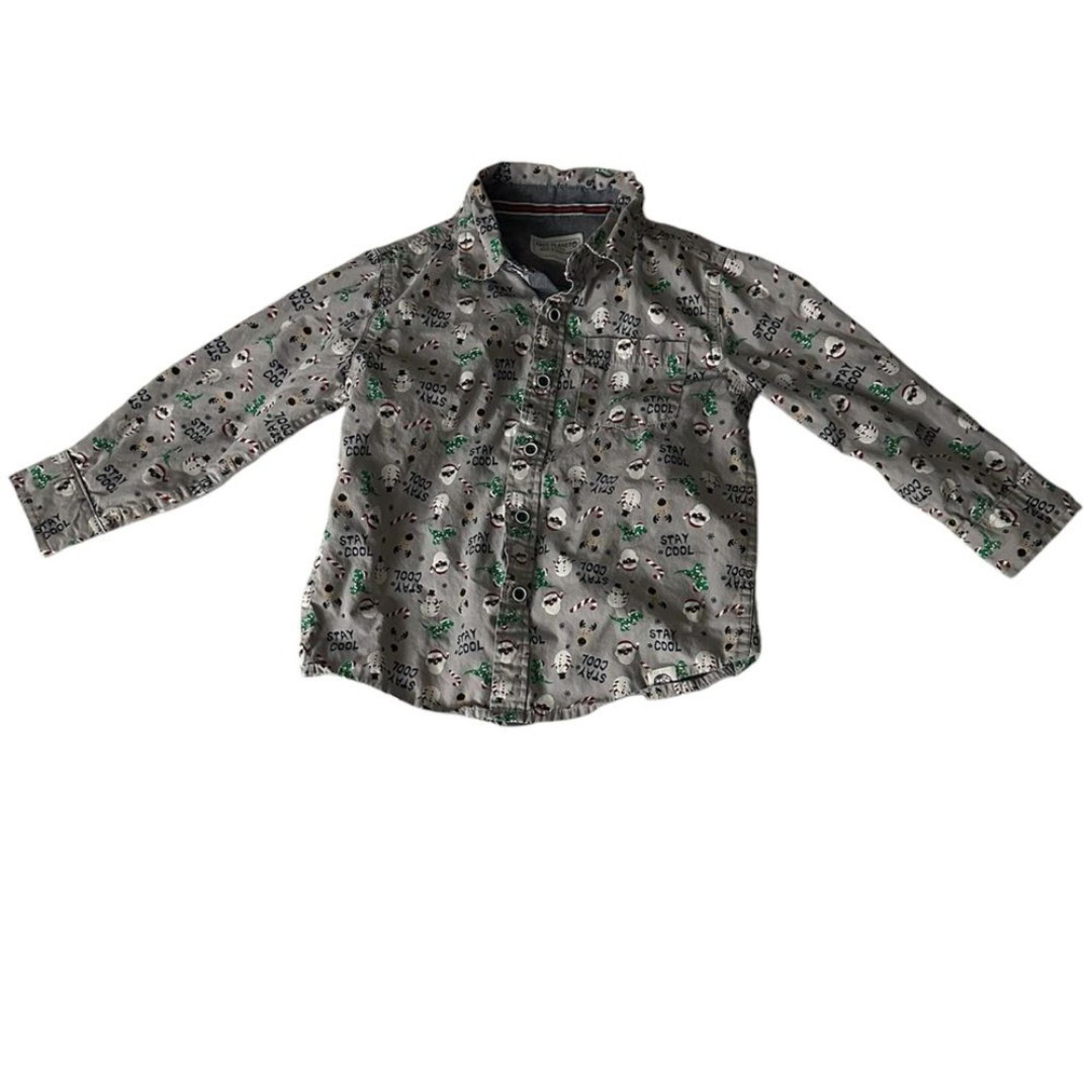 Free Planet Santa Dino Long Sleeve Button Down Shirt Size 4T