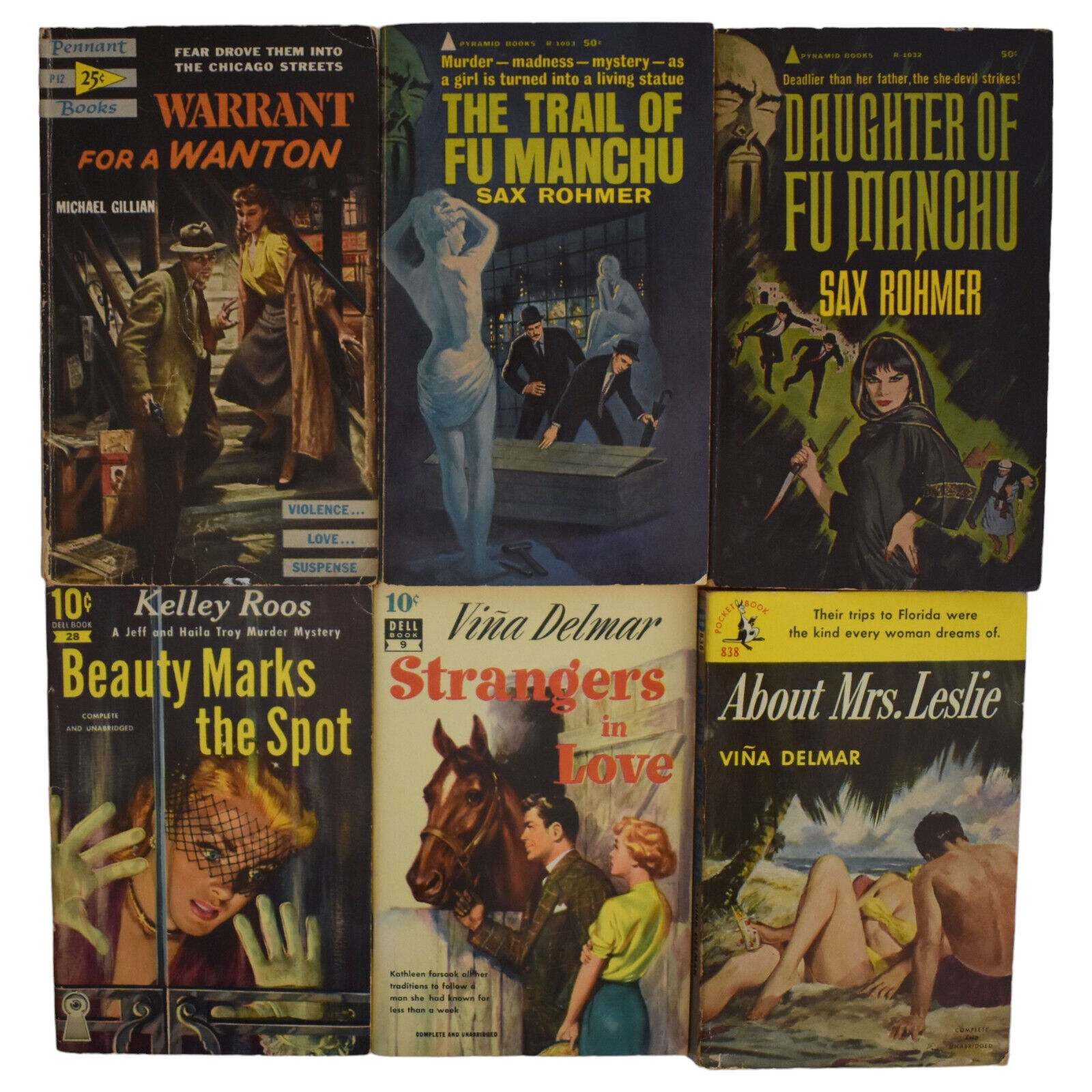 Vintage 50s 60s Mystery Crime Thriller Pulp Novels Lot of 6