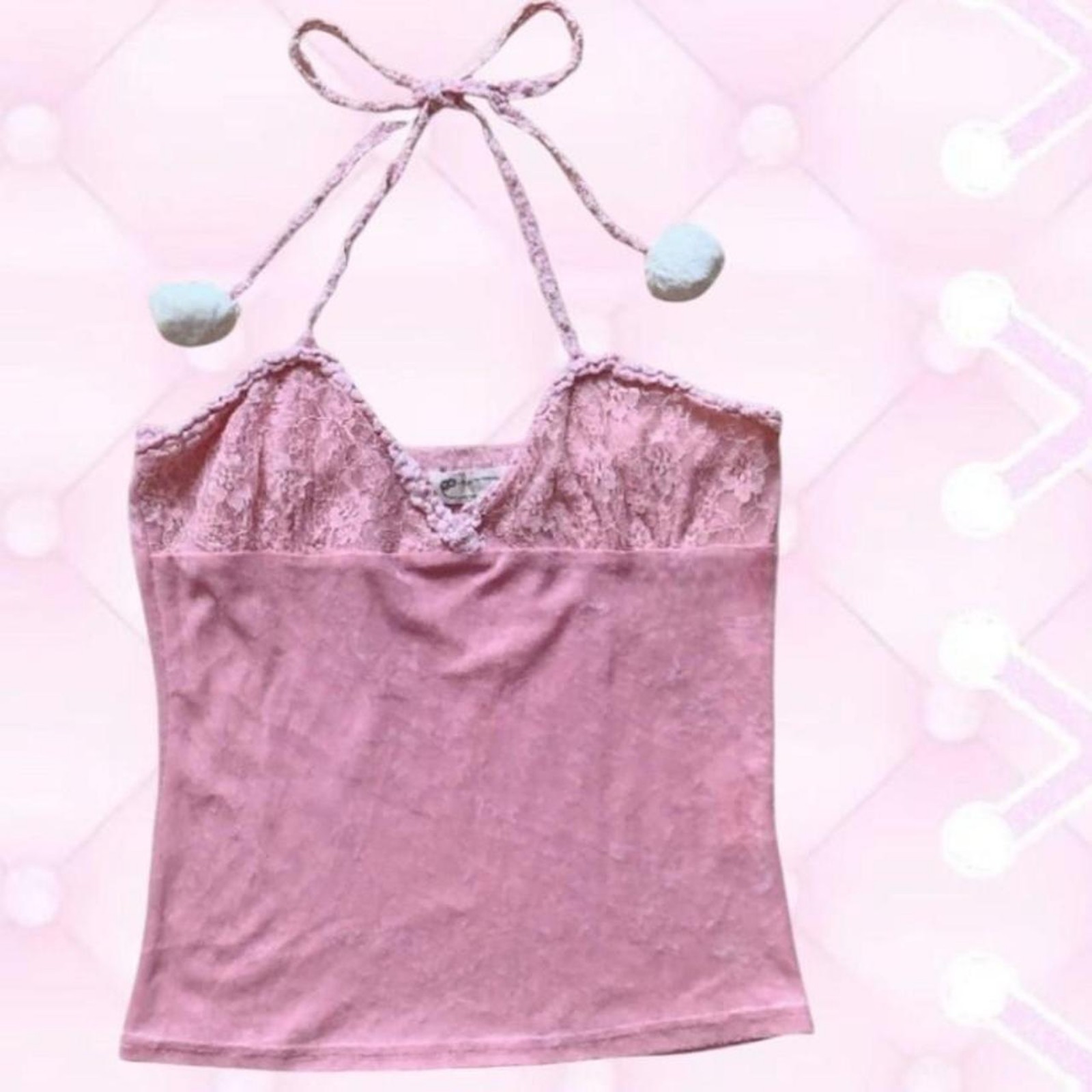 *RARE* Liz Lisa Pom Pom Velvet Halter Cami