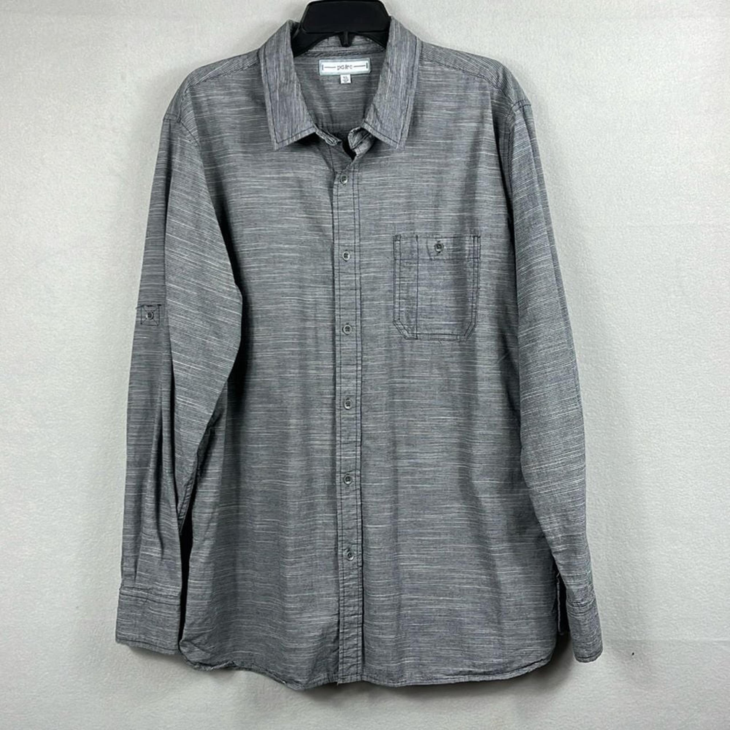 Paper Denim & Cloth Mens Long Sleeve Roll Tab Button Up Shirt Size XL Grey