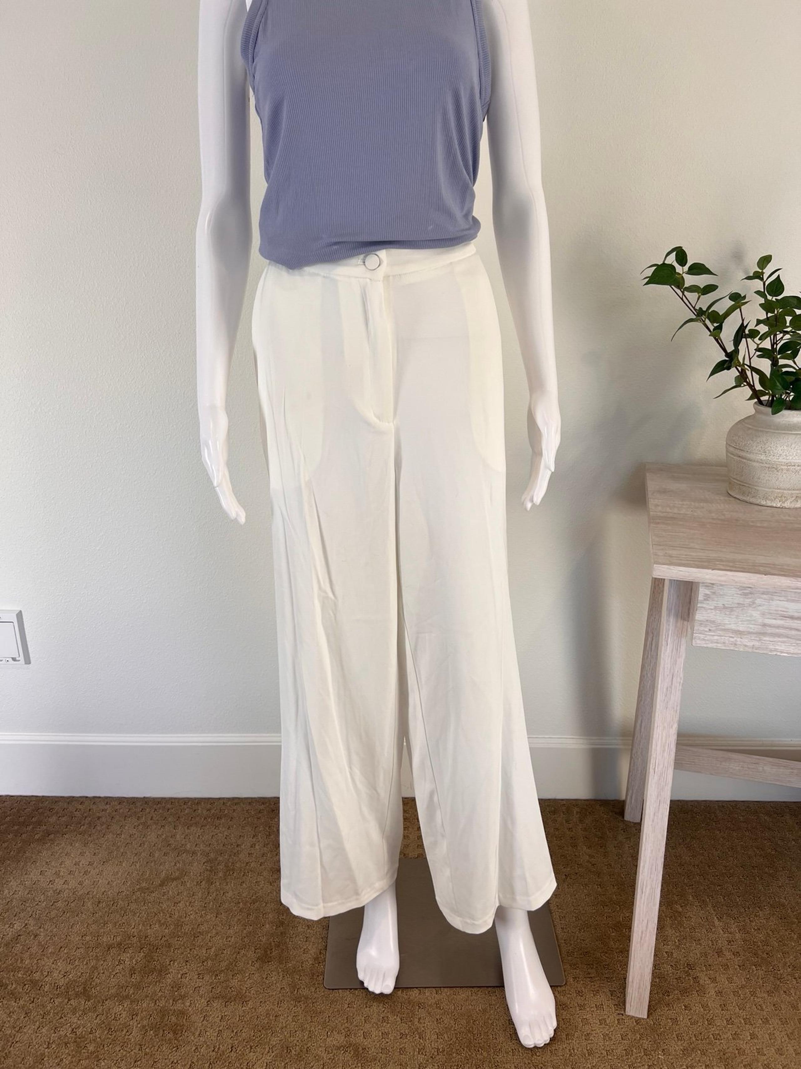 Adrianna Papell women’s white wide leg pants size 12 NWT summer boho y2k casual