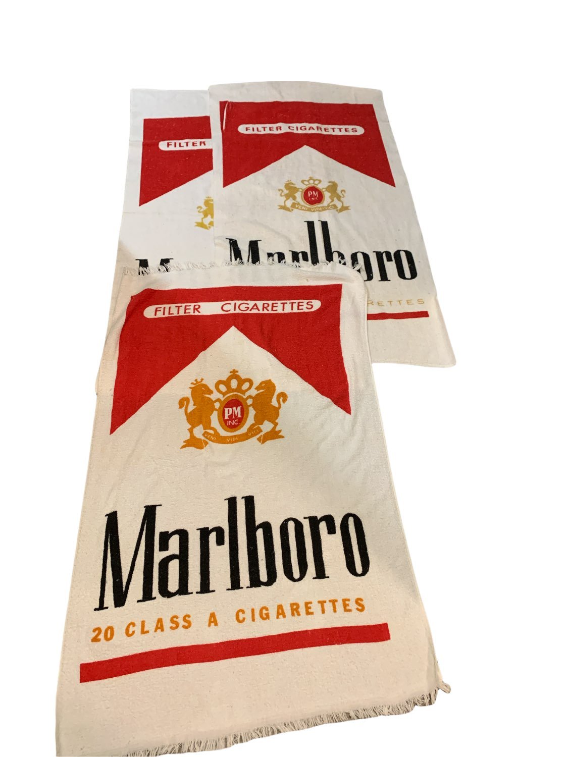 Vintage 1970s Marlboro Cigarette Towel Bundle of 3