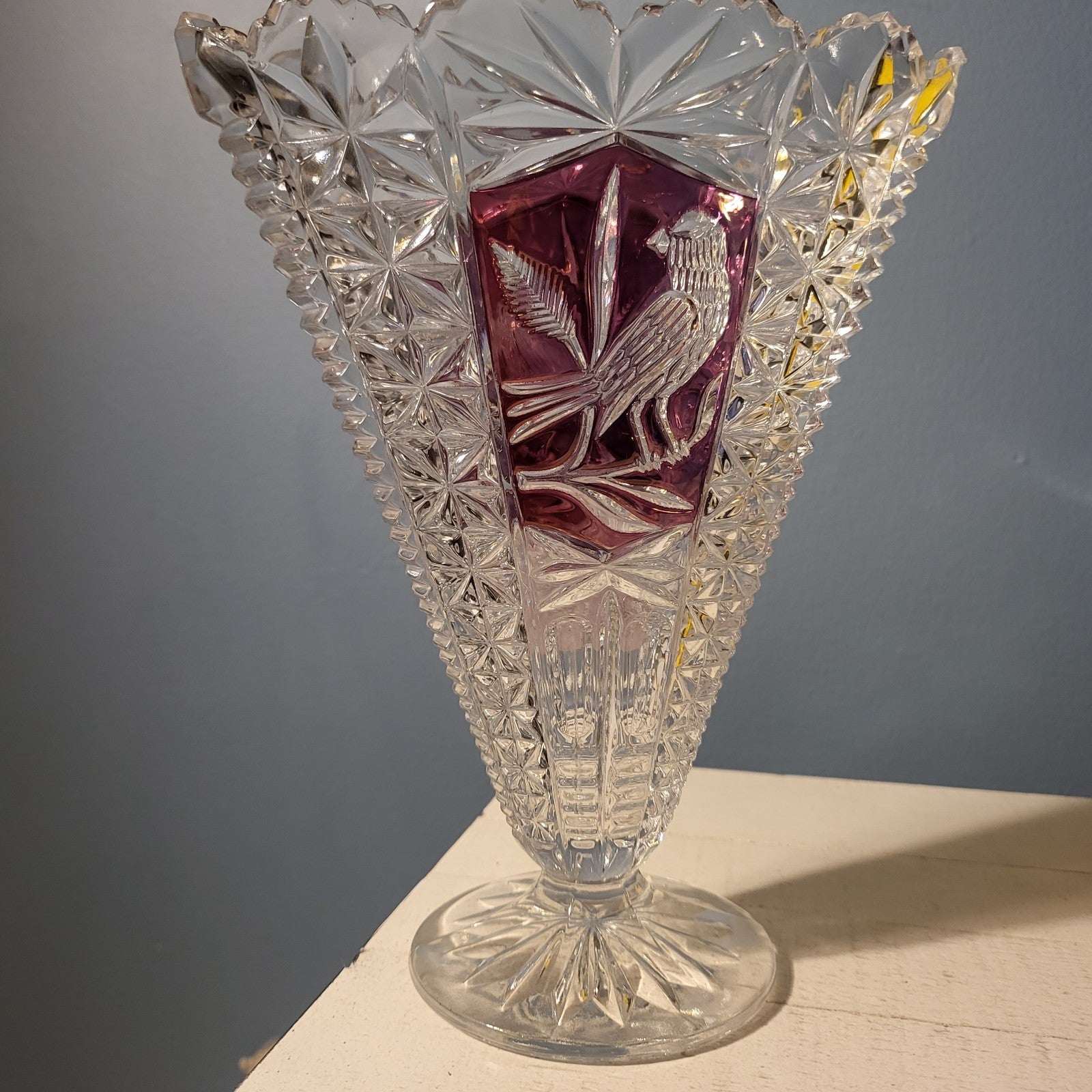 Vtg Hofbauer Crystal Ruby Red Vase