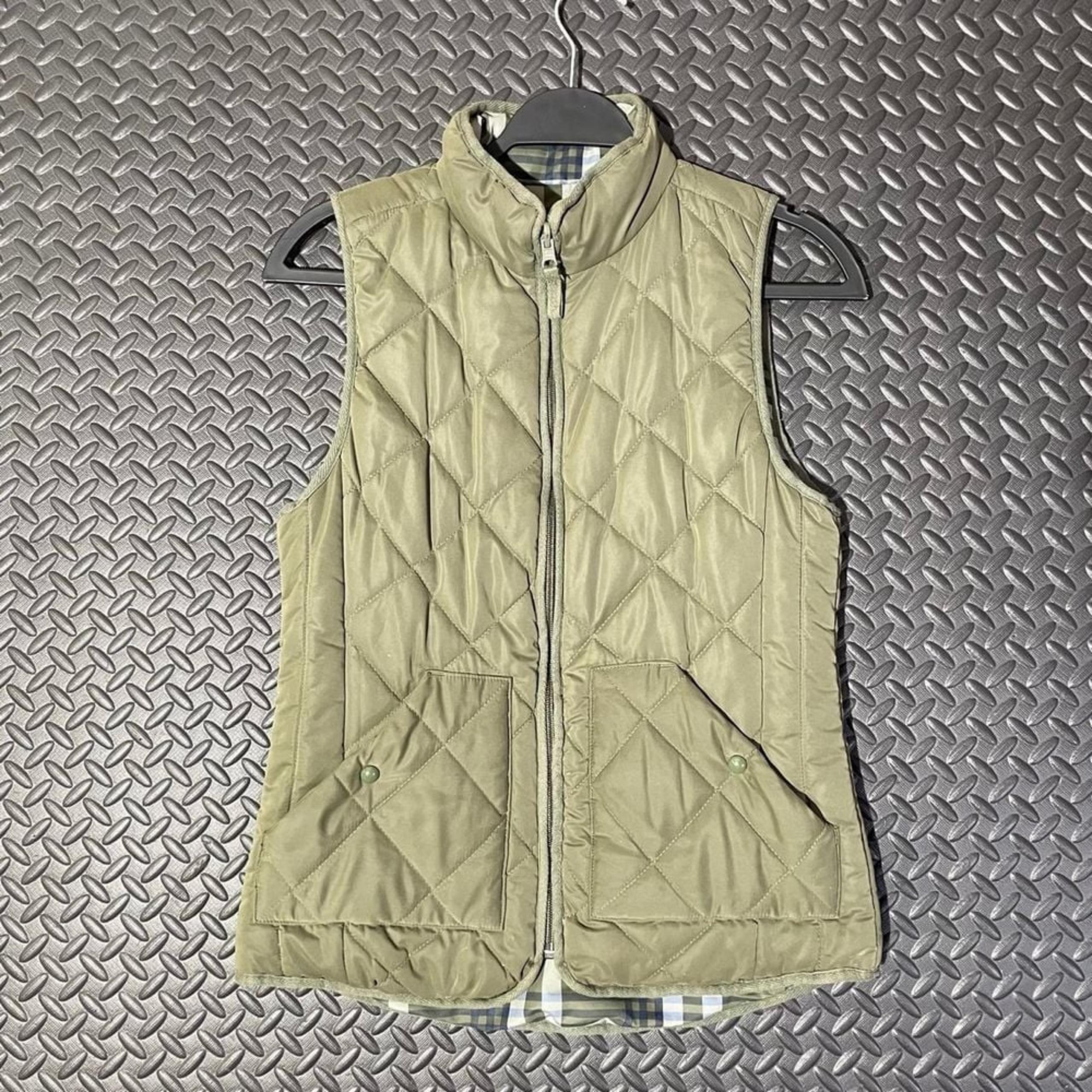 Kensie Jeans Olive Green Diamond Pattern Stitch Puffer Vest Women's Size Small