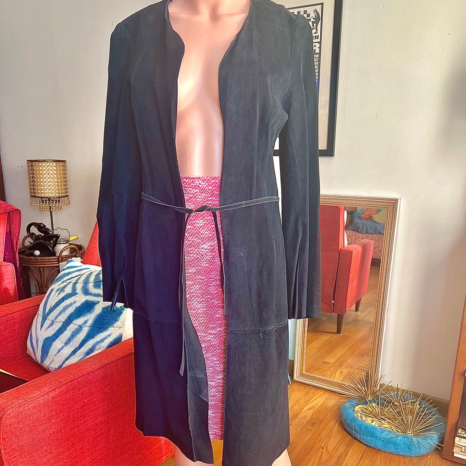 Vintage 90s Bisou Bisou suede open front jacket