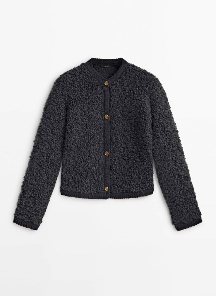 Boucle Knit Cardigan.