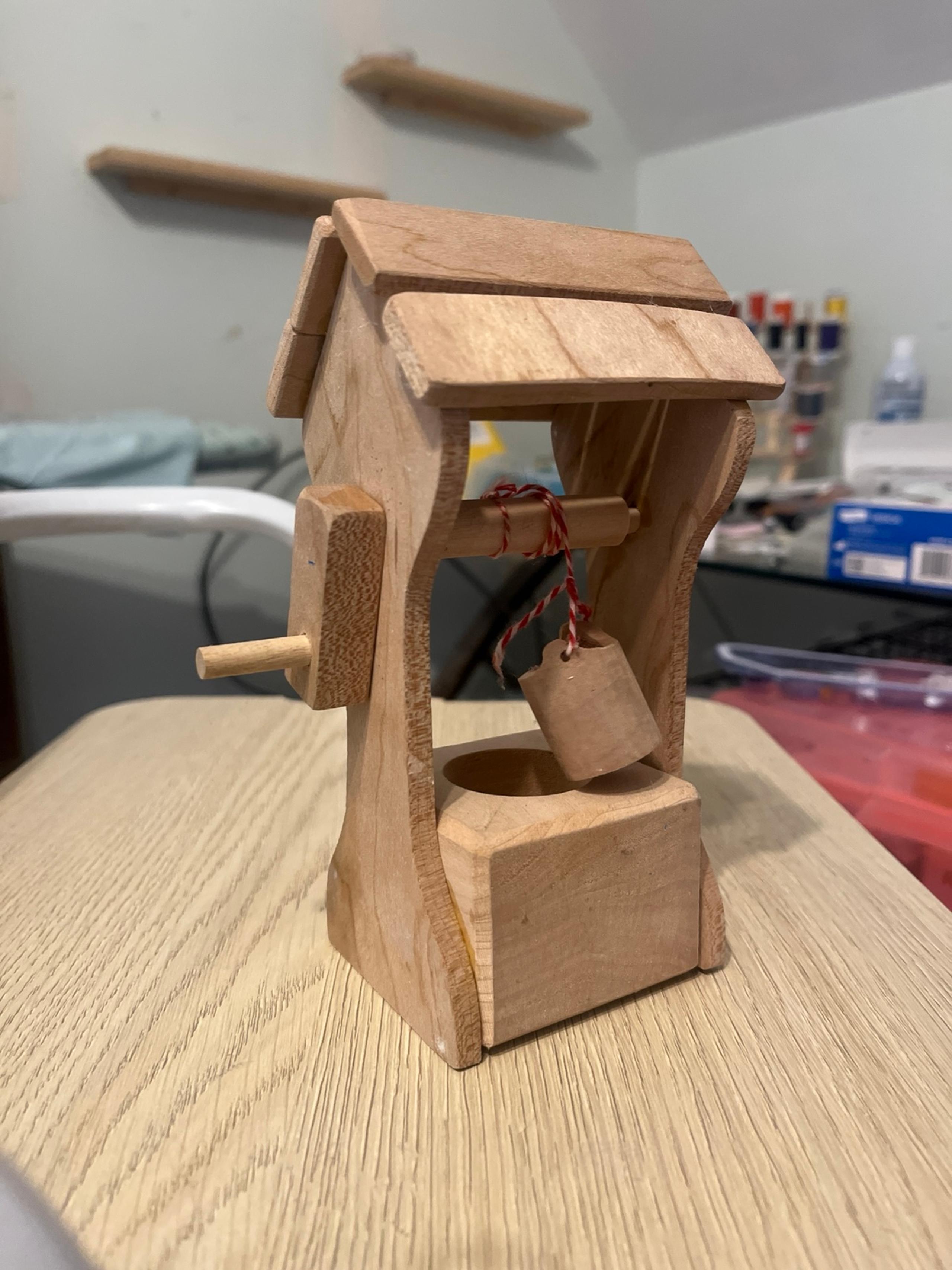 Handmade wooden wishing well