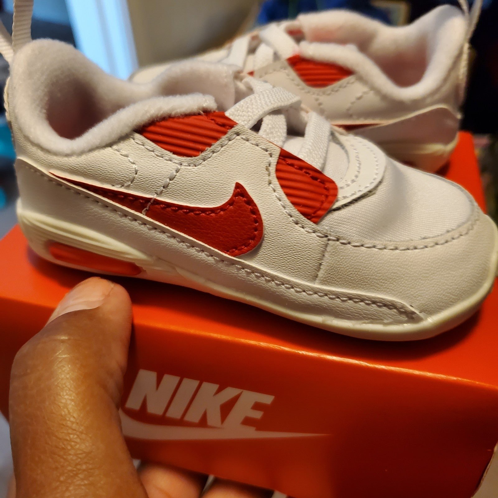 Infant red and white nike