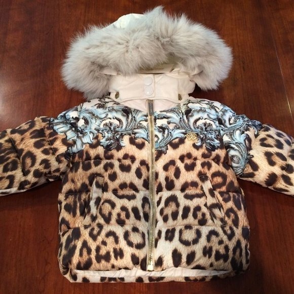 ROBERTO CAVALLI**Fur Hooded Down Coat 3-6 mo. 795