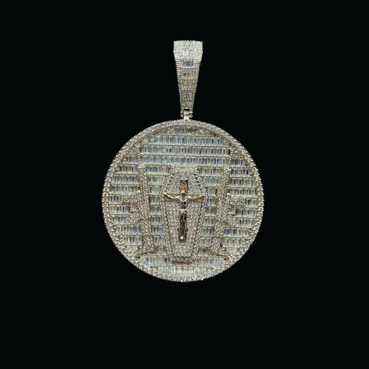 NEW | Full Diamond Cross and Guns Badge Iced Out VVS Shine Pendant