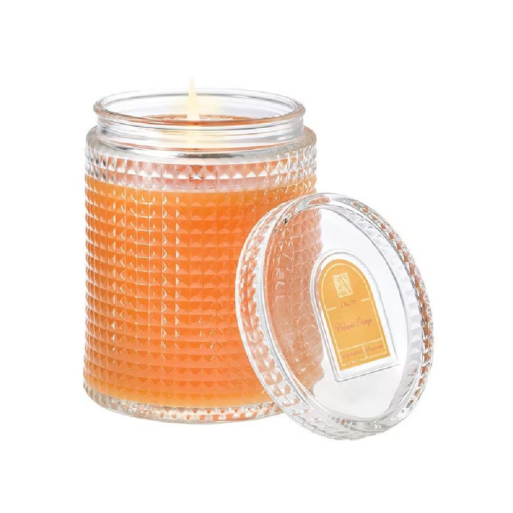 Aromatique Valencia Orange Textured Glass Candle with Lid, Size: 15 OZ