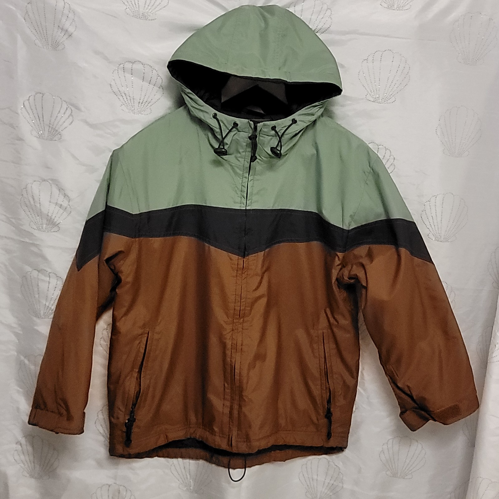 Burnt Men's Coat Jacket Size 14 Color: Brown,Black And Green Olive