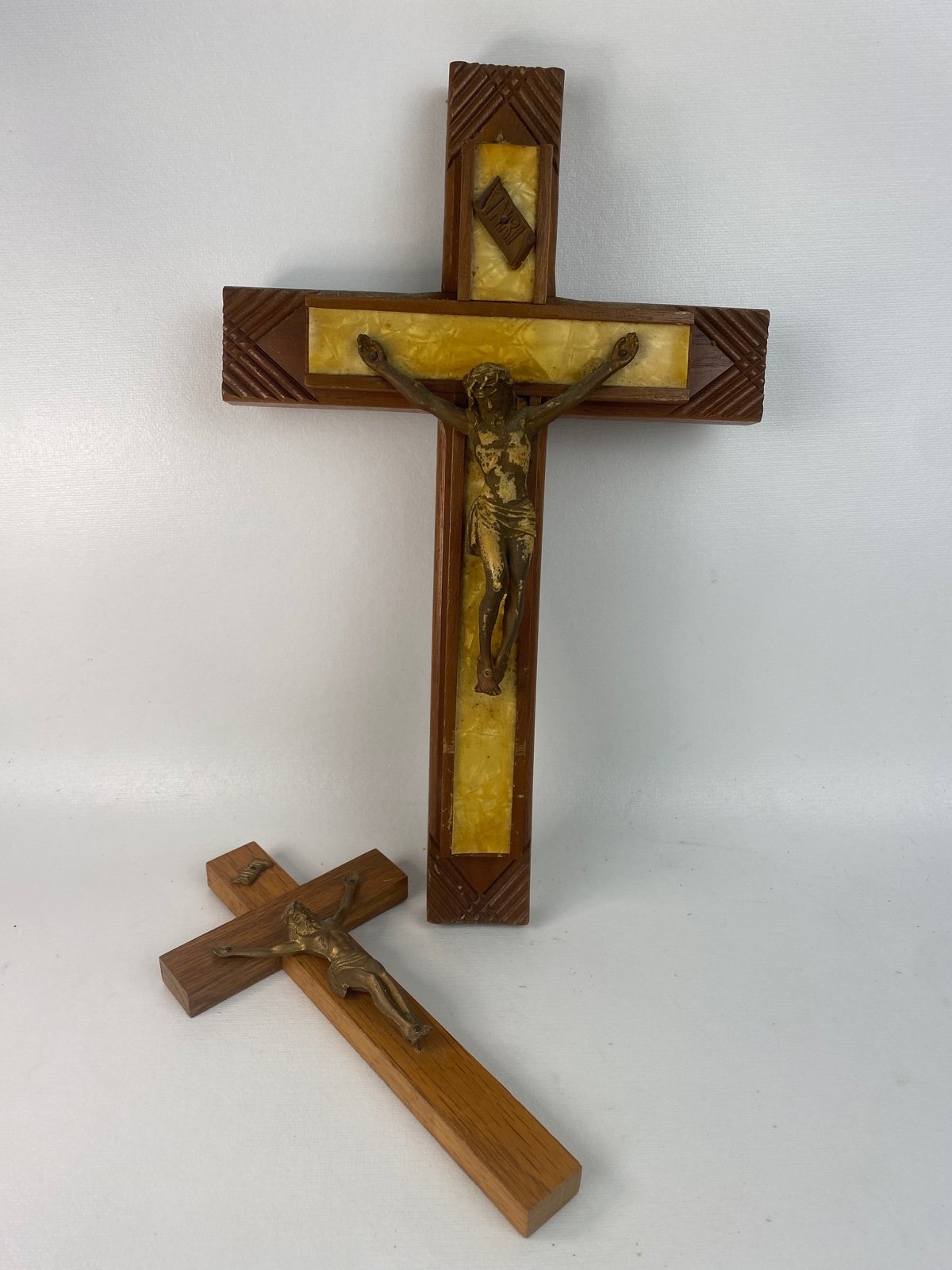 Crucifix Vintage Set Wood and Metal