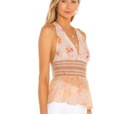 Free People Smocked Tank in Light Combo NWT Size Small