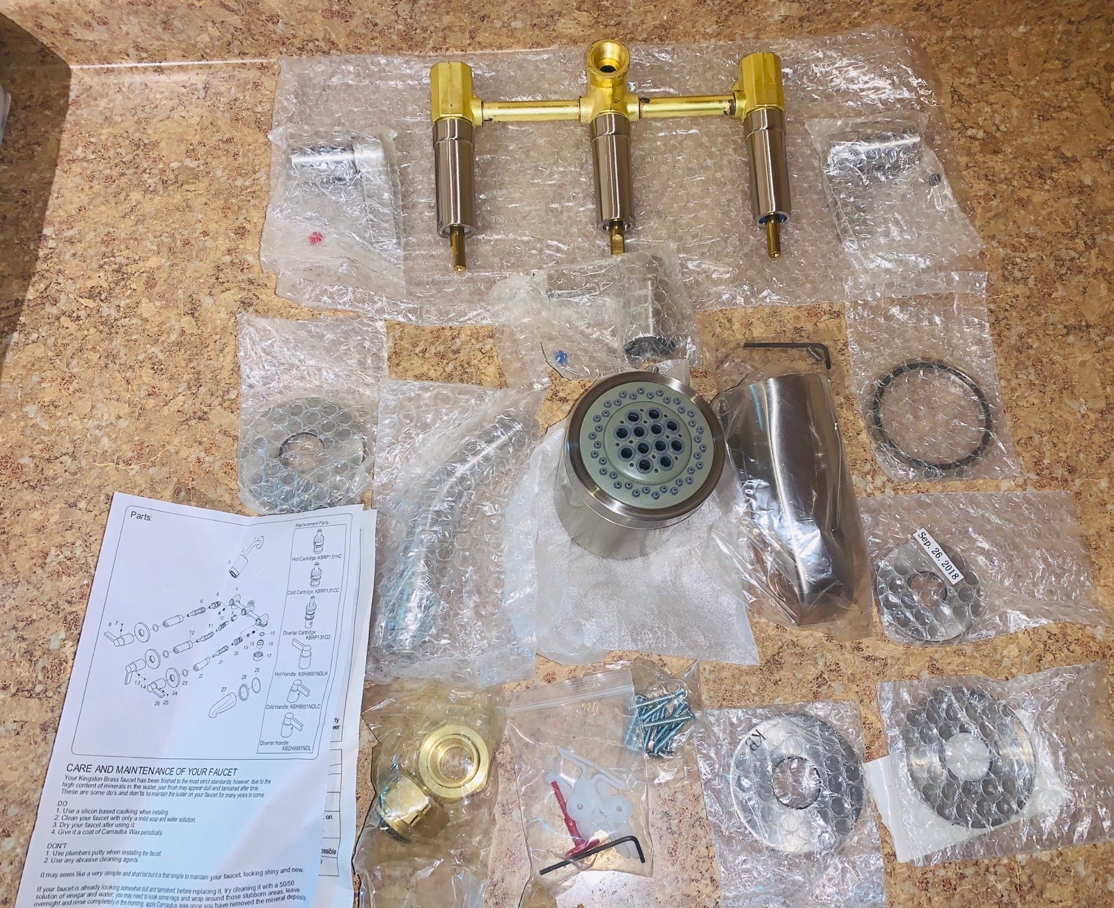 Kingston brass tub and shower faucet brushed nickel wall mount