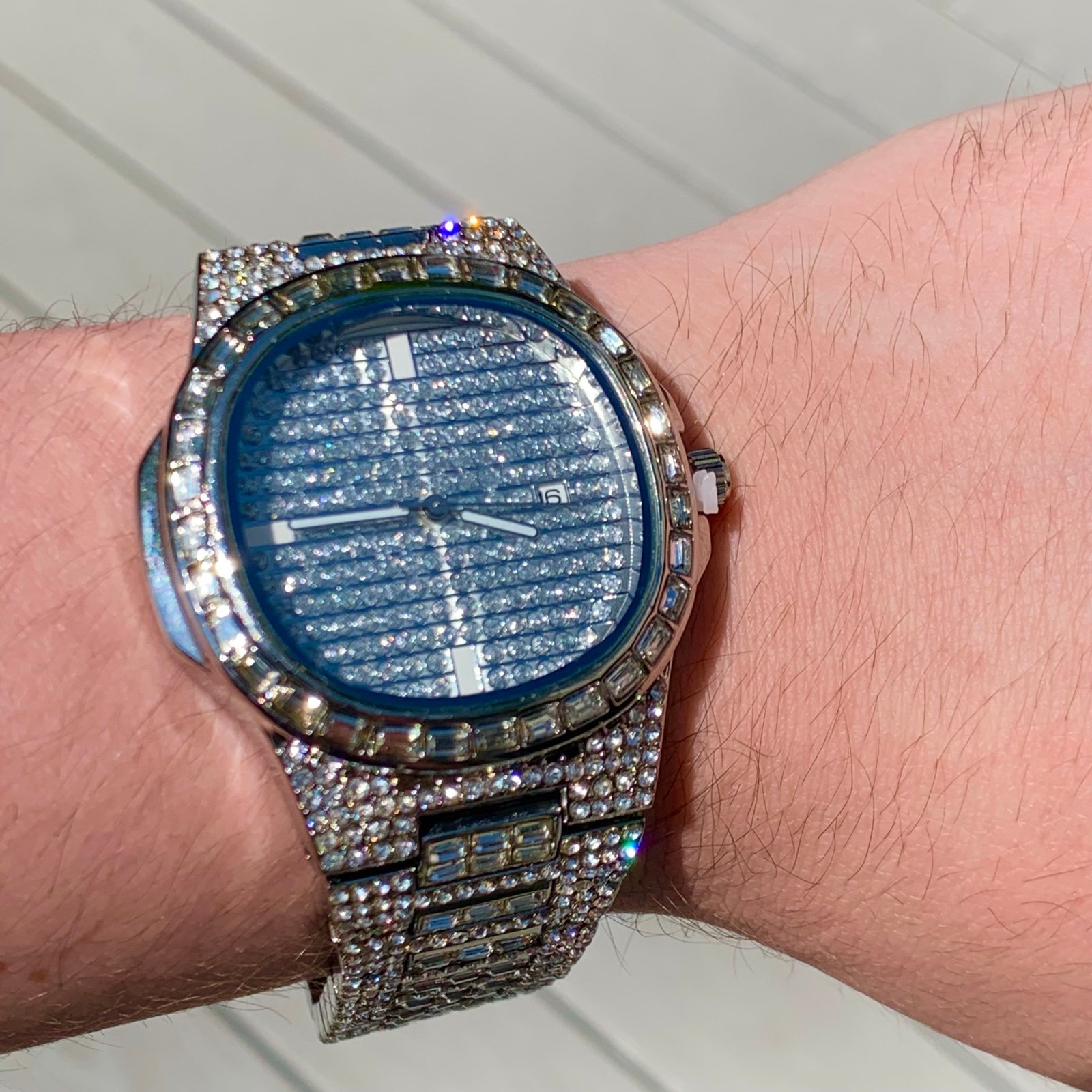 Men’s Watch Iced Out White Gold Plated