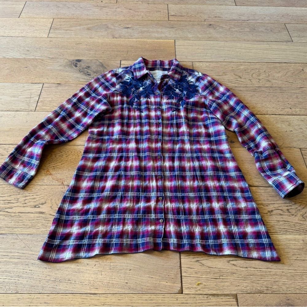 Johnny Was J3 Workshop Plaid Button Up Shirt Women's Sz Medium