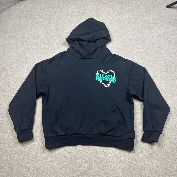 Pangaia x Dua Lipa Hoodie Womens Size M Black Pullover Sweatshirt 2022 Tour