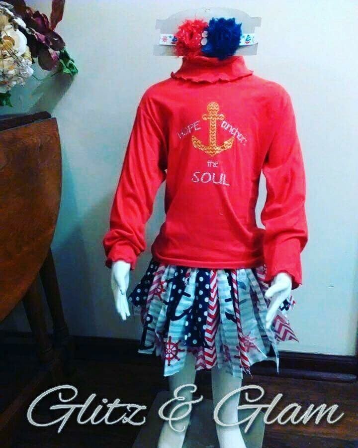 Nautical Rag Skirt Shirt And Hair Band