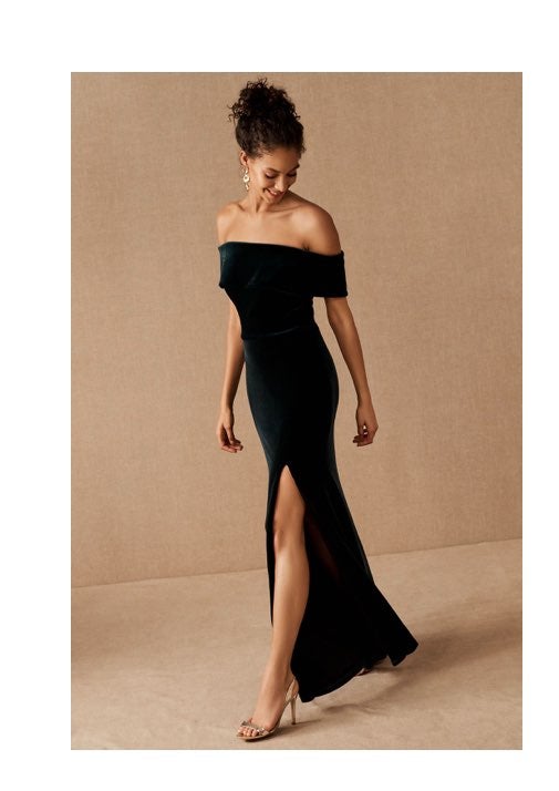 BHLDN Fawn Velvet Dress Emerald