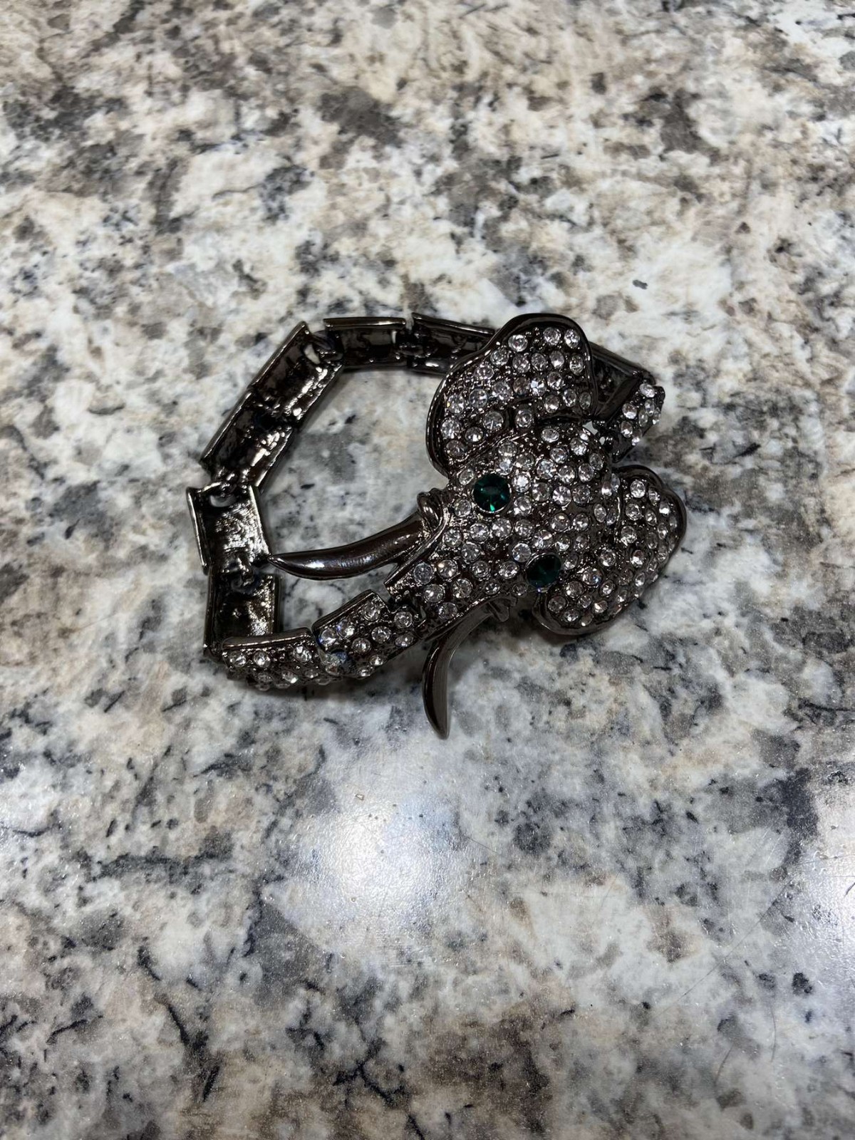 Vintage Rhinestone Elephant Cuff Bracelet