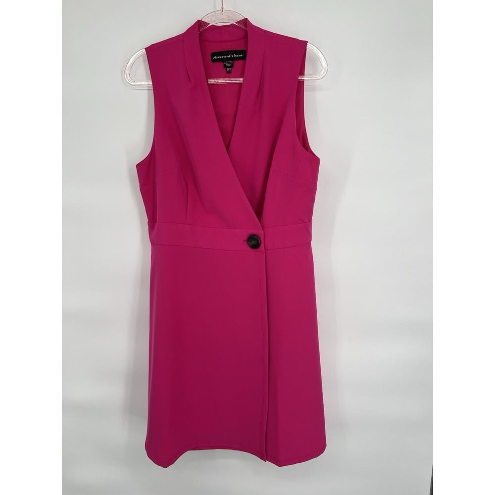 Clover And Sloane Wrap Dress Womens Sz 14 Pink Sleeveless Midi Slit Lined Org79