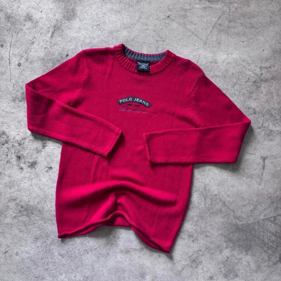 Vintage Polo Jeans Co Ralph Lauren Pullover Sweater Red Medium