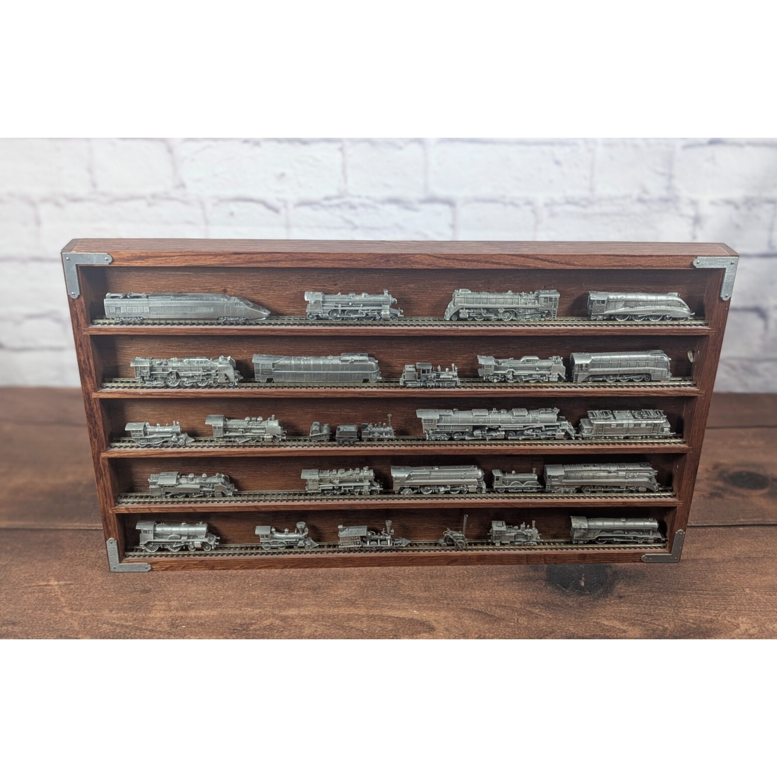 Franklin Mint Pewter Train Set w/ Wood Display World's Greatest Locomotives 27