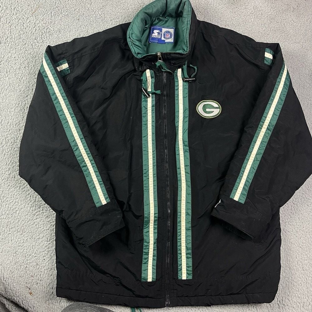 Vintage Green Bay Packers NFL Winter Starter Jacket Football Coat Men's 2XL