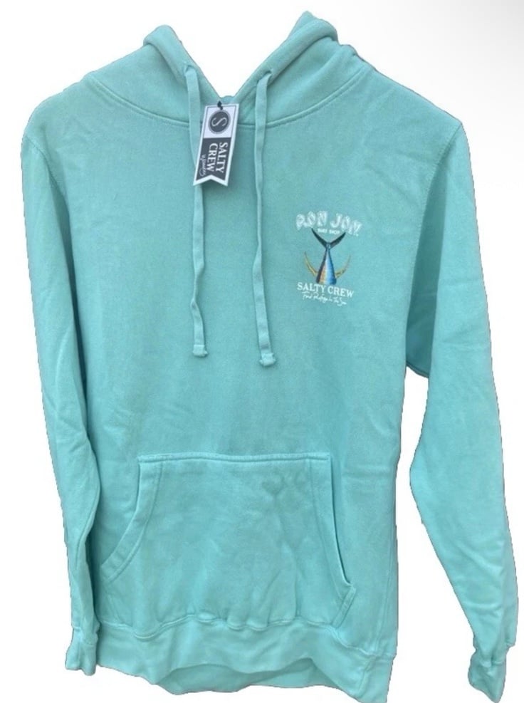 Salty Crew Ron Jon Collab Mint Hoodie size women’s Large BNWT